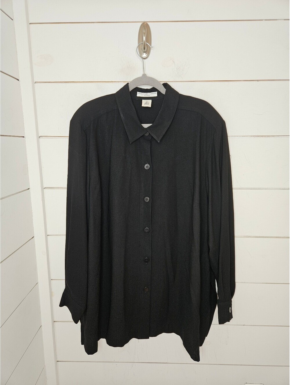 Josephine Chaus Woman size 24 black heavyweight button up blouse